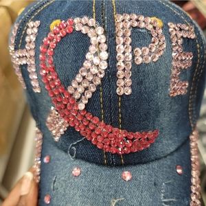 Womens hope rhinestone baseball cap